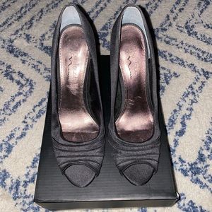 Simple Black Peep Toe Heels